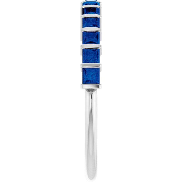Platinum Square Natural Blue Sapphire Bar Channel-Set Anniversary Band - view 4