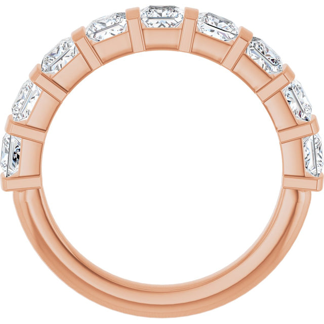 14K Gold Square Lab-Grown Diamond Bar Channel-Set Anniversary Band – 1 1/2–2 3/4 CTW - Rose Gold - view 2