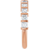 10K Gold Square Natural Diamond Bar Channel-Set Anniversary Band – 1 3/8–2 3/4 CTW - Rose Gold - view 4
