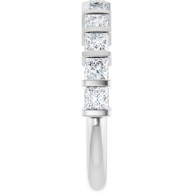 10K Gold Square Natural Diamond Bar Channel-Set Anniversary Band – 1 3/8–2 3/4 CTW - White Gold - view 4
