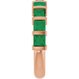 14K Gold Square Natural Green Emerald Bar Channel-Set Anniversary Band - Rose Gold - view 4