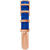 14K Gold Square Natural Blue Sapphire Bar Channel-Set Anniversary Band - Rose Gold - view 4