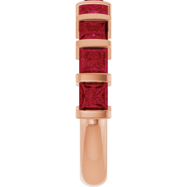 14K Gold Square Lab-Grown Red Ruby Bar Channel-Set Anniversary Band - Rose Gold - view 4