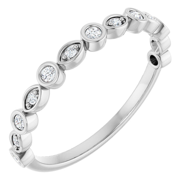 14K Gold Round Natural Diamond Anniversary Band – 1/8–5/8 CTW - White Gold