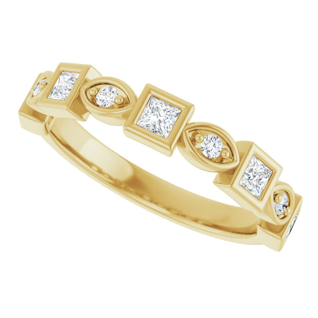 14K Gold Square Natural Diamond Anniversary Band – 1/5–9/10 CTW - Yellow Gold - view 5