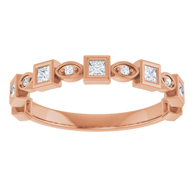14K Gold Square Natural Diamond Anniversary Band – 1/5–9/10 CTW - Rose Gold - view 3
