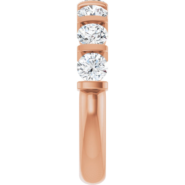 10K Gold Round Natural Diamond Bar Channel-Set Anniversary Band – 3/4–1 1/2 CTW - Rose Gold - view 4