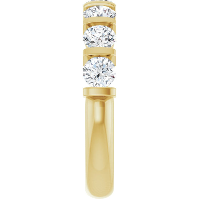 10K Gold Round Natural Diamond Bar Channel-Set Anniversary Band – 3/4–1 1/2 CTW - Yellow Gold - view 4