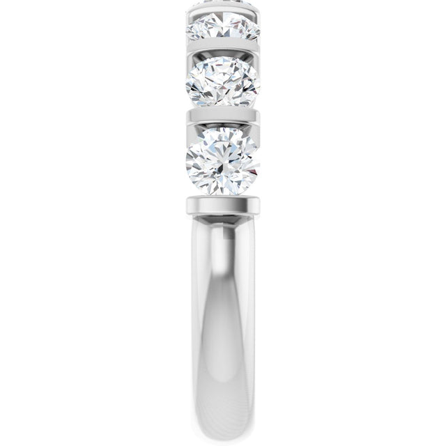 10K Gold Round Natural Diamond Bar Channel-Set Anniversary Band – 3/4–1 1/2 CTW - White Gold - view 4