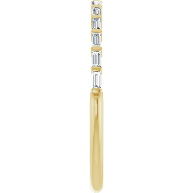 14K Gold Straight Baguette Natural Diamond Bar Channel-Set Anniversary Band – 2x1 mm Stones - Yellow Gold - view 4