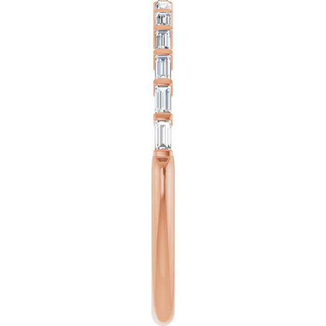 14K Gold Straight Baguette Lab-Grown Diamond Bar Channel-Set Anniversary Band – 2x1 mm Stones - Rose Gold - view 4