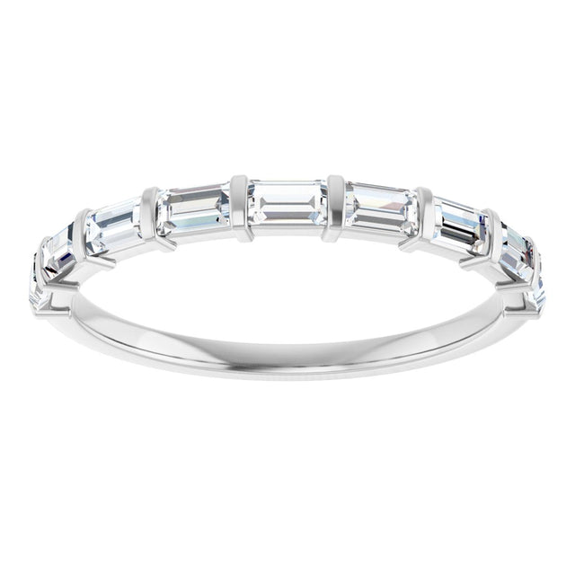 10K Gold Straight Baguette Lab-Grown Diamond Bar Channel-Set Anniversary Band – 1/5–1/2 CTW - White Gold - view 3