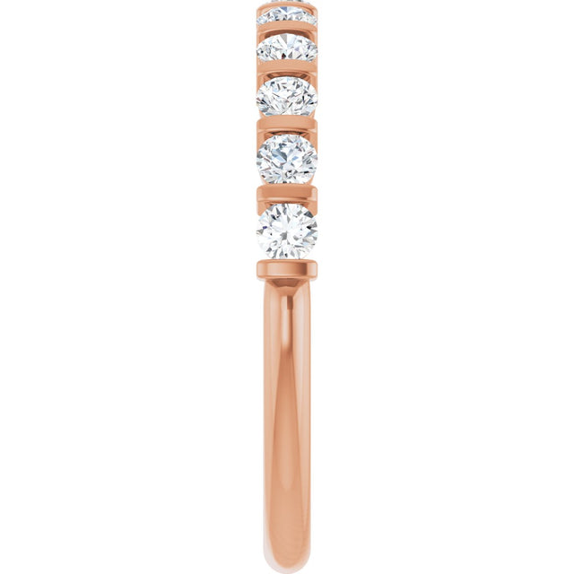 10K Gold Round Lab-Grown Diamond Bar Channel-Set Anniversary Band – 1/5–5/8 CTW - Rose Gold - view 4
