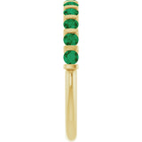 14K Gold Round Lab-Grown Green Emerald Bar Channel-Set Anniversary Band - Yellow Gold - view 4