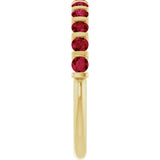 14K Gold Round Natural Red Ruby Bar Channel-Set Anniversary Band - Yellow Gold - view 4