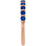 14K Gold Round Lab-Grown Blue Sapphire Bar Channel-Set Anniversary Band - Rose Gold - view 4