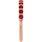 14K Gold Round Natural Red Ruby Bar Channel-Set Anniversary Band - Rose Gold - view 4