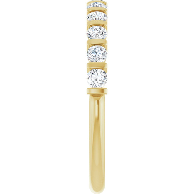 10K Gold Round Lab-Grown Diamond Bar Channel-Set Anniversary Band – 1/5–5/8 CTW - Yellow Gold - view 4