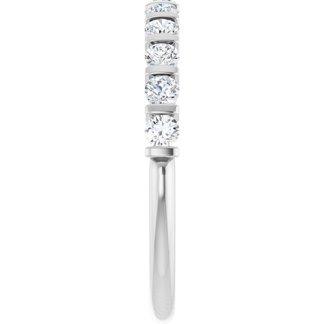 10K Gold Round Lab-Grown Diamond Bar Channel-Set Anniversary Band – 1/5–5/8 CTW - White Gold - view 4