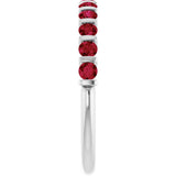 Platinum Round Natural Red Ruby Bar Channel-Set Anniversary Band - view 4