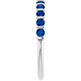14K Gold Round Lab-Grown Blue Sapphire Bar Channel-Set Anniversary Band - White Gold - view 4
