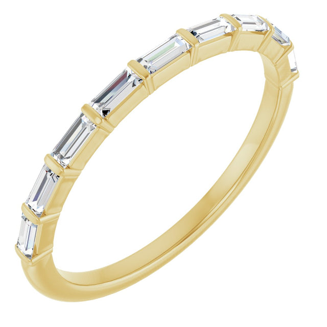 10K Gold Straight Baguette Natural Diamond Bar Channel-Set Anniversary Band – 1/5–5/8 CTW - Yellow Gold