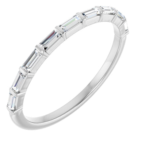 10K Gold Straight Baguette Lab-Grown Diamond Bar Channel-Set Anniversary Band – 1/5–1/2 CTW - White Gold