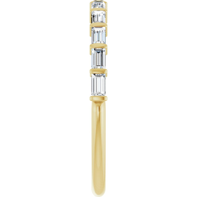10K Gold Straight Baguette Natural Diamond Bar Channel-Set Anniversary Band – 1/5–5/8 CTW - Yellow Gold - view 4