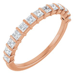 10K Gold Square Lab-Grown Diamond Bar Channel-Set Anniversary Band – 1/3–1 1/5 CTW - Rose Gold
