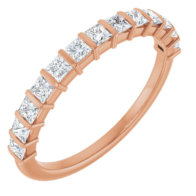 14K Gold Square Lab-Grown Diamond Bar Channel-Set Anniversary Band – 1/3–1 1/3 CTW - Rose Gold