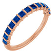 14K Gold Square Natural Blue Sapphire Bar Channel-Set Anniversary Band - Rose Gold