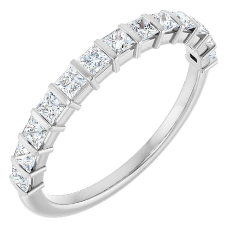 10K Gold Square Lab-Grown Diamond Bar Channel-Set Anniversary Band – 1/3–1 1/5 CTW - White Gold