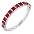 Platinum Square Natural Red Ruby Bar Channel-Set Anniversary Band