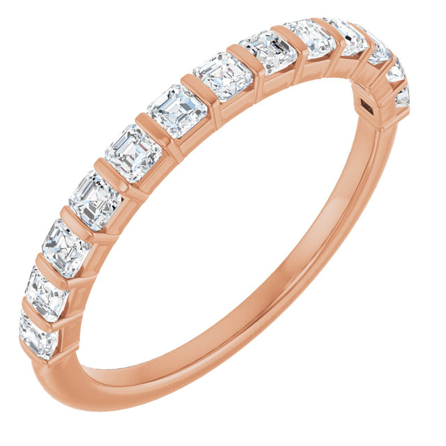 14K Gold Asscher Lab-Grown Diamond Bar Channel-Set Anniversary Band – 5/8–1 1/3 CTW - Rose Gold
