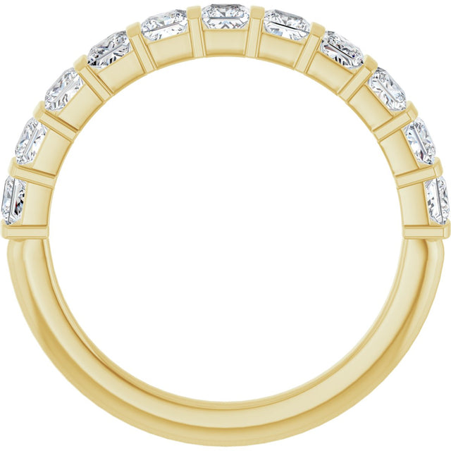 10K Gold Square Lab-Grown Diamond Bar Channel-Set Anniversary Band – 1/3–1 1/5 CTW - Yellow Gold - view 2