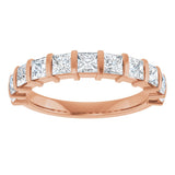 10K Gold Square Natural Diamond Bar Channel-Set Anniversary Band – 1 3/8–2 3/4 CTW - Rose Gold - view 3