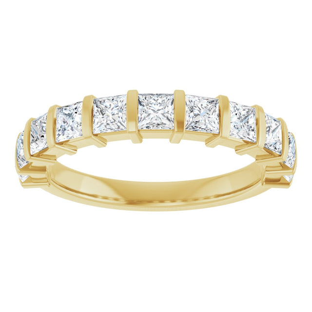 10K Gold Square Lab-Grown Diamond Bar Channel-Set Anniversary Band – 1/3–1 1/5 CTW - Yellow Gold - view 3