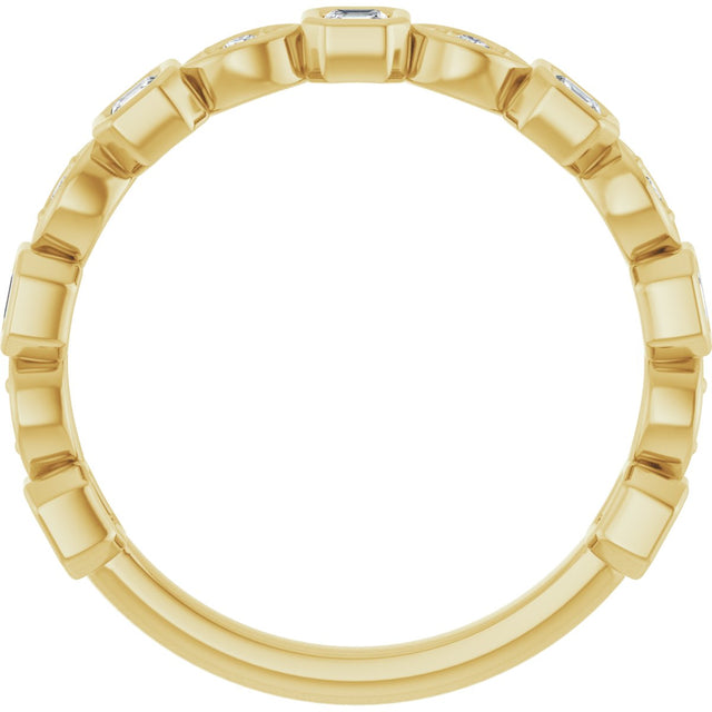 14K Gold Asscher Natural Diamond Anniversary Band – 3/8–9/10 CTW - Yellow Gold - view 2