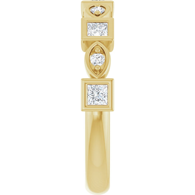 14K Gold Square Natural Diamond Anniversary Band – 1/5–9/10 CTW - Yellow Gold - view 4