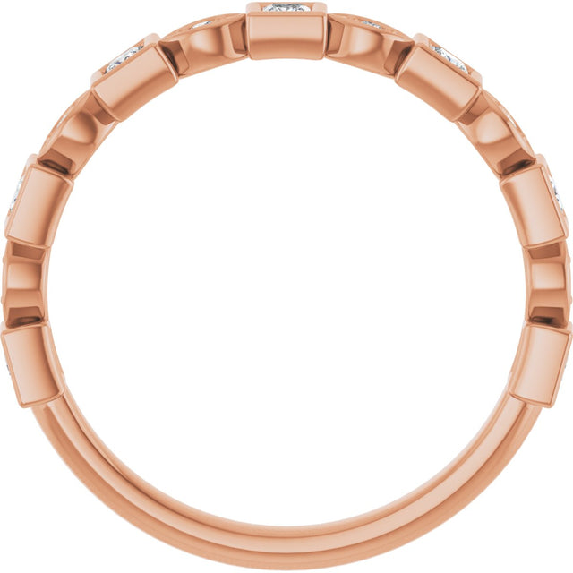 14K Gold Square Natural Diamond Anniversary Band – 1/5–9/10 CTW - Rose Gold - view 2