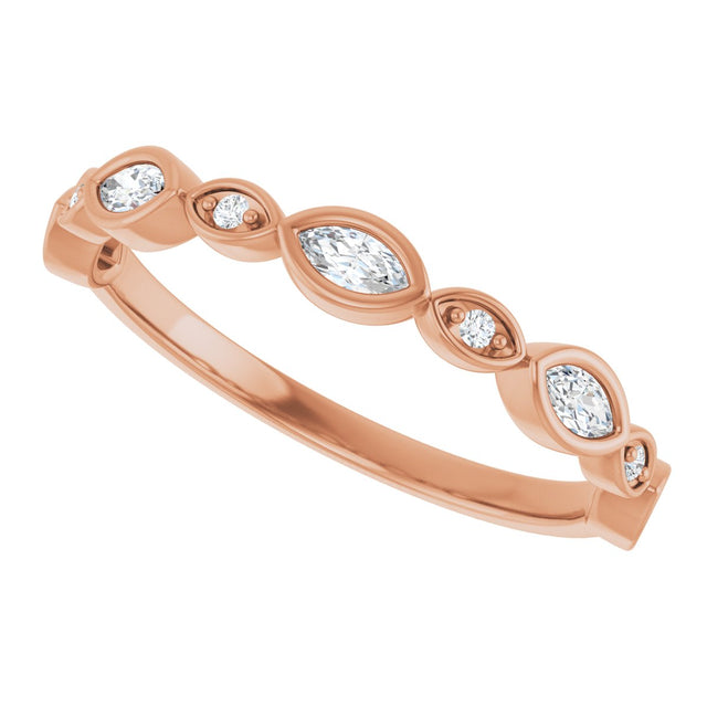 14K Gold Marquise Natural Diamond Anniversary Band – 1/6–3/8 CTW - Rose Gold - view 5