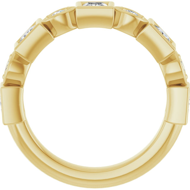 14K Gold Square Natural Diamond Anniversary Band – 1/5–9/10 CTW - Yellow Gold - view 2
