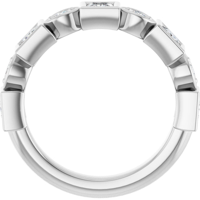 14K Gold Square Natural Diamond Anniversary Band – 1/5–9/10 CTW - White Gold - view 2