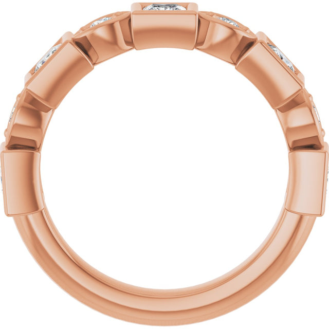 14K Gold Square Natural Diamond Anniversary Band – 1/5–9/10 CTW - Rose Gold - view 2