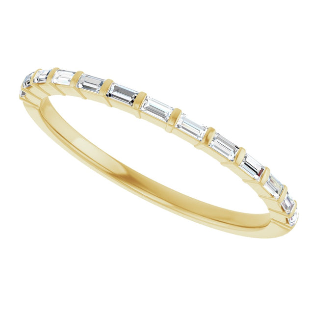 14K Gold Straight Baguette Natural Diamond Bar Channel-Set Anniversary Band – 2x1 mm Stones - Yellow Gold - view 5
