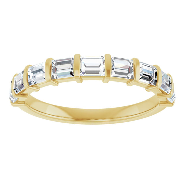 10K Gold Straight Baguette Lab-Grown Diamond Bar Channel-Set Anniversary Band – 3/4–9/10 CTW - Yellow Gold - view 3