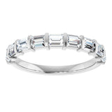 10K Gold Straight Baguette Natural Diamond Bar Channel-Set Anniversary Band – 3/4–1 CTW - White Gold - view 3
