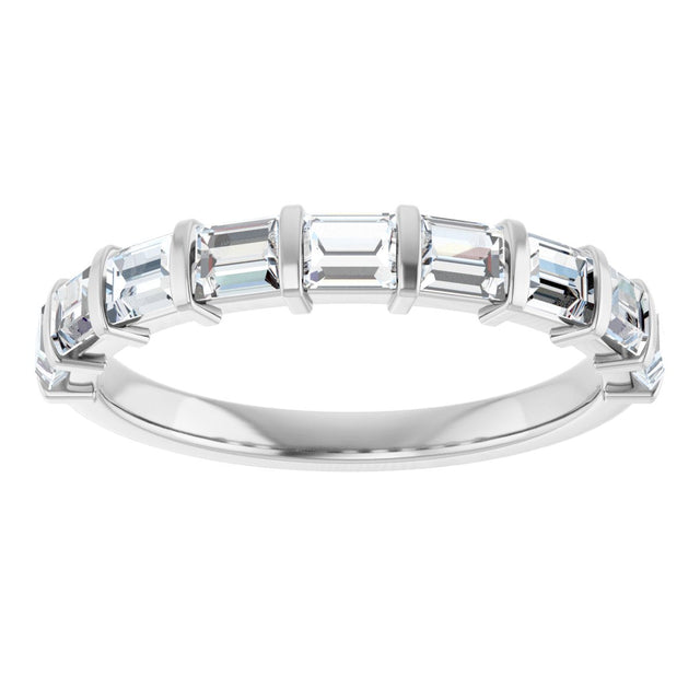 10K Gold Straight Baguette Lab-Grown Diamond Bar Channel-Set Anniversary Band – 3/4–9/10 CTW - White Gold - view 3