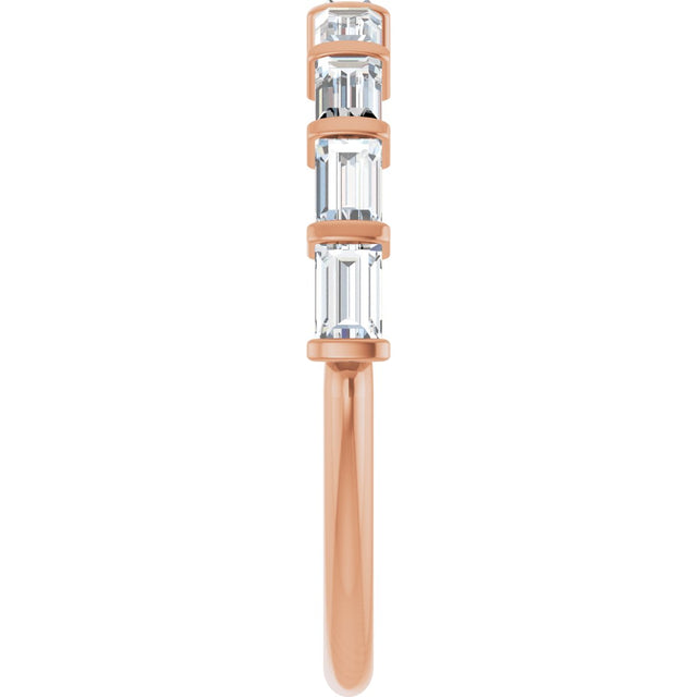 10K Gold Straight Baguette Natural Diamond Bar Channel-Set Anniversary Band – 1/5–5/8 CTW - Rose Gold - view 4
