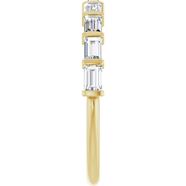 10K Gold Straight Baguette Lab-Grown Diamond Bar Channel-Set Anniversary Band – 3/4–9/10 CTW - Yellow Gold - view 4